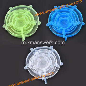 Set de 6 pachete de capace din silicon elastic elastic pentru alimente